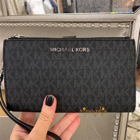 michael kors jet set travel double zip wristlet 7 8|leather continental wristlet Michael Kors.